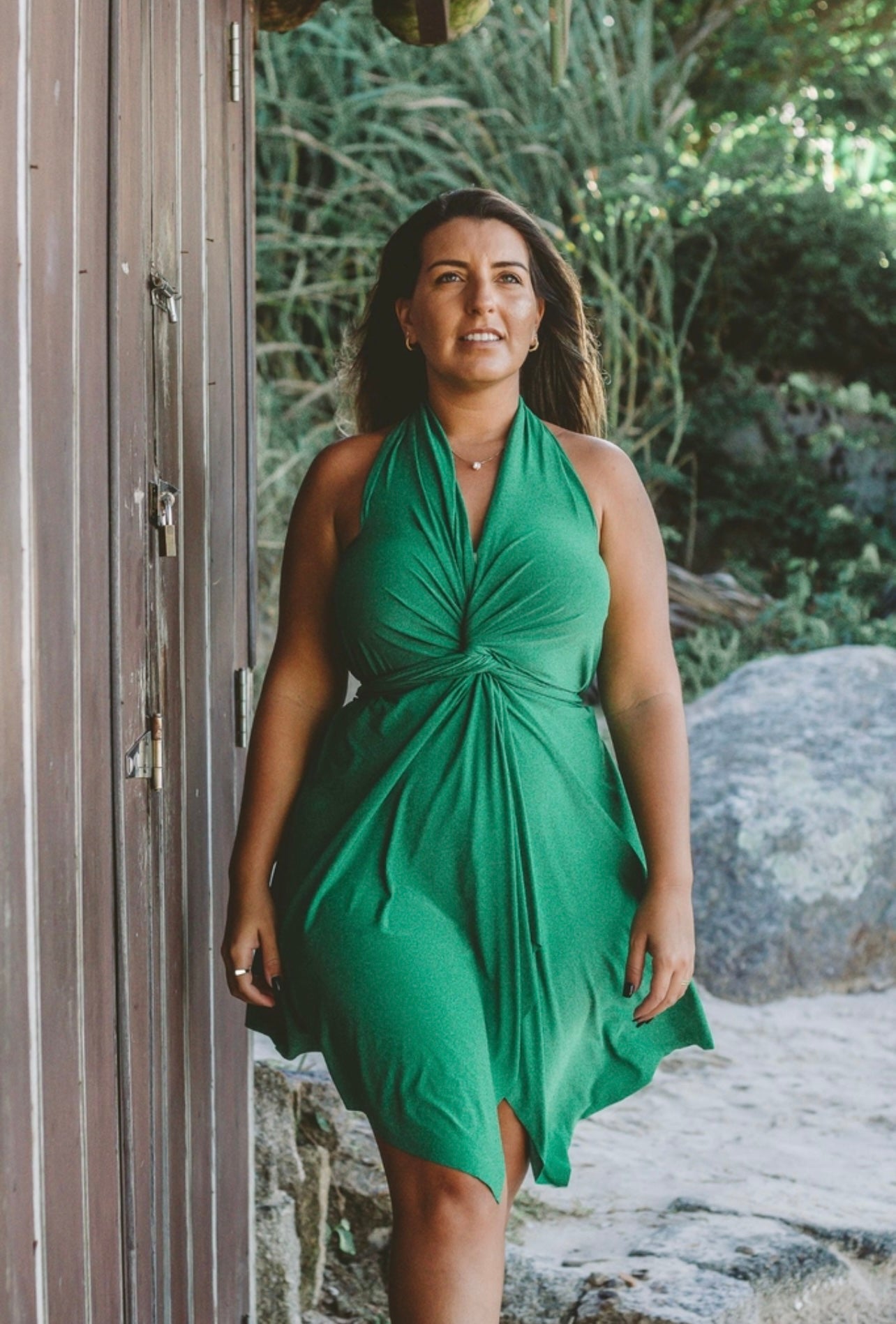 Versatile short dress 10 in 1 - Emerald green • cover up • sarong • wrap dress • pareo