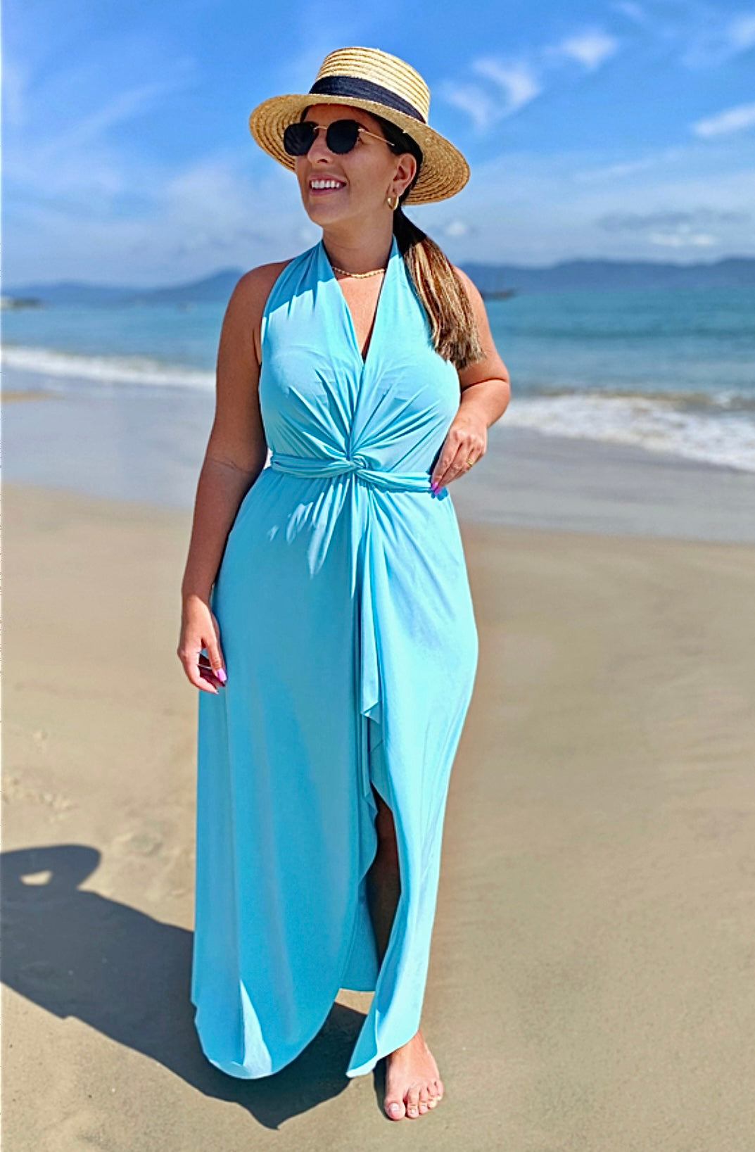 Versatile long dress 10 in 1 - Sky Blue • sarong • cover up • wrap dress • pareo