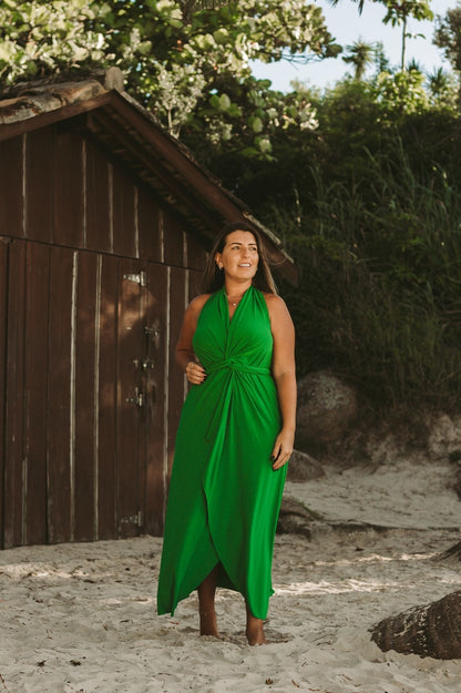 Versatile long dress 10 in 1 - Emerald green • sarong • cover up • wrap dress • pareo