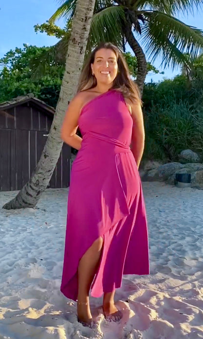 Versatile long dress 10 in 1 - Fuchsia • sarong • cover up • wrap dress • pareo