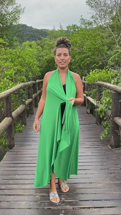 Versatile long dress 10 in 1 - Emerald green • sarong • cover up • wrap dress • pareo